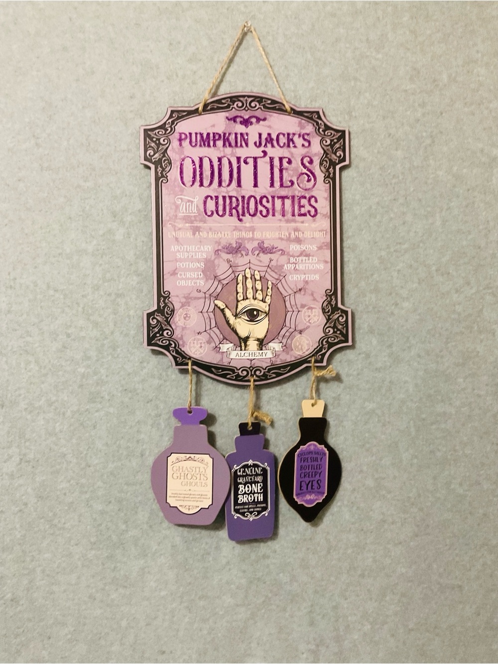 Pumpkin Jack's Oddities & Curiosities ,Halloween Glitter Wall Hanging Decor